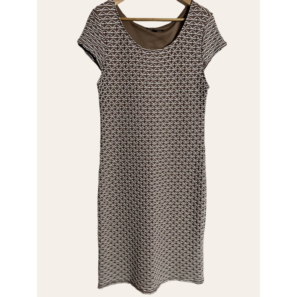 Sharagano Brown White Textured Sheath Dress Size 16
